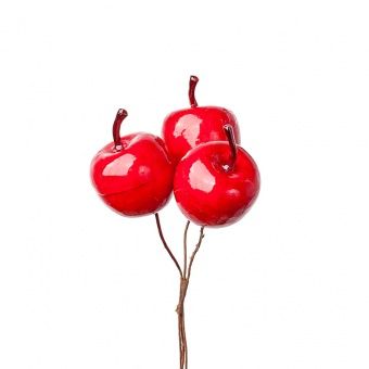 Набор яблок на вставках 3шт., D3,2x5xL10см, красный