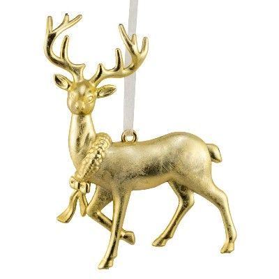 картинка Украшение подвесное Олень (пластик), 12х9см, золотой от магазина Флоранж