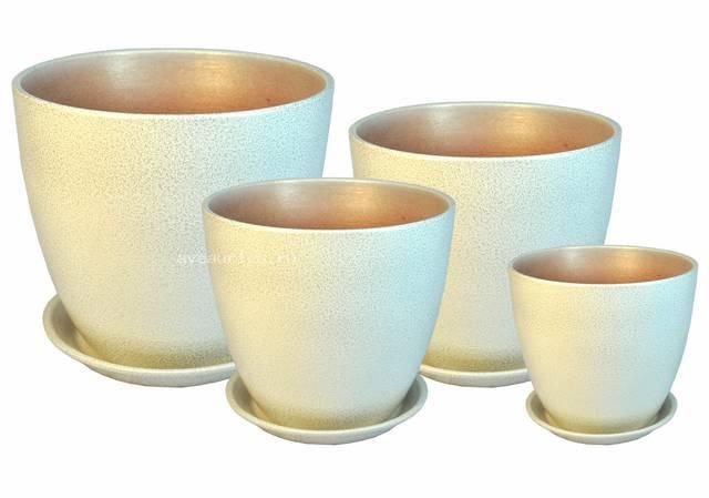 Горшок керамический Бутон глянец металл 419784 (4-й из набора), 21х21см, 5,4л; Россия