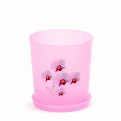 Горшок пластиковый для орхидей, розовый, 14х15см, 1,8л; Россия