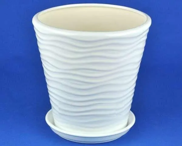 картинка Горшок керамический  Волна, шелк-белый,  28х27см, 9л; Китай от магазина Флоранж