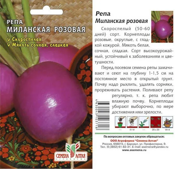 картинка Репа Миланская Розовая (цветной пакет) 1г; Семена Алтая от магазина Флоранж